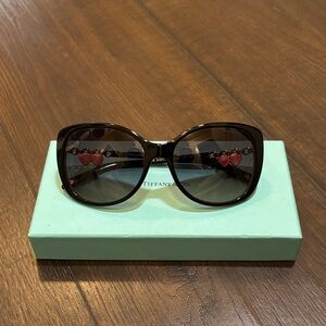 Tiffany & Co. Black Sunglasses with Red Heart Charms